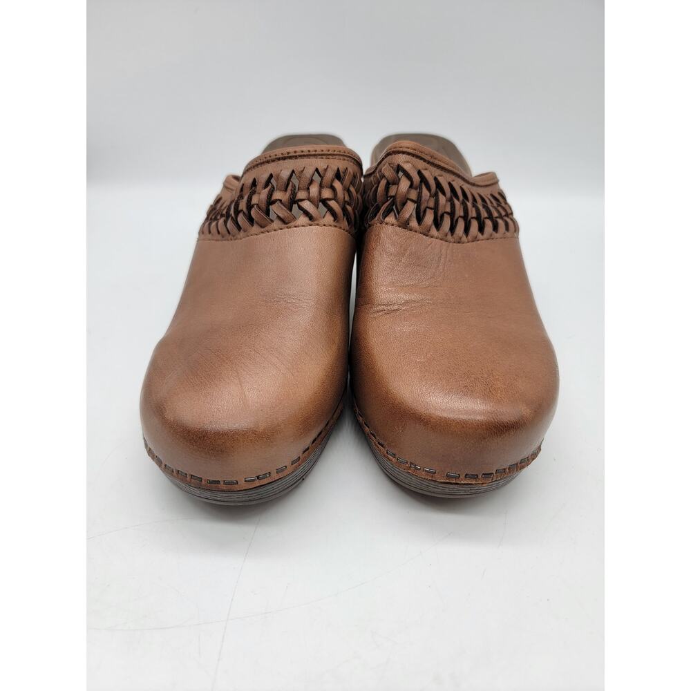 White Mountain Women's Genuine Leather Mule Clog Braided Slip on Brown Size 10M - Picture 2 of 7